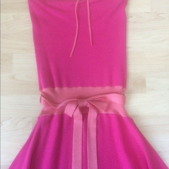 Split Pink Strapless Midi Length Dress - Picture 3 of 5